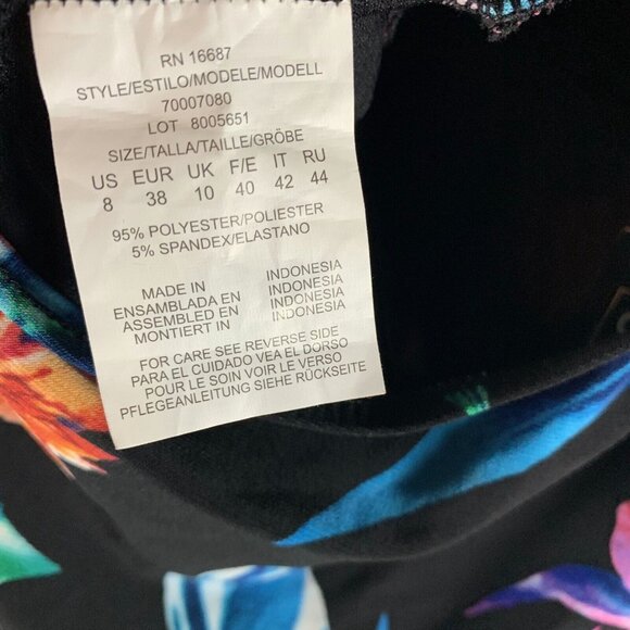 Swim Solutions Triple Tiered Halter Tankini Top Women's 8 Multi Floral Swimwear - Picture 4 of 5